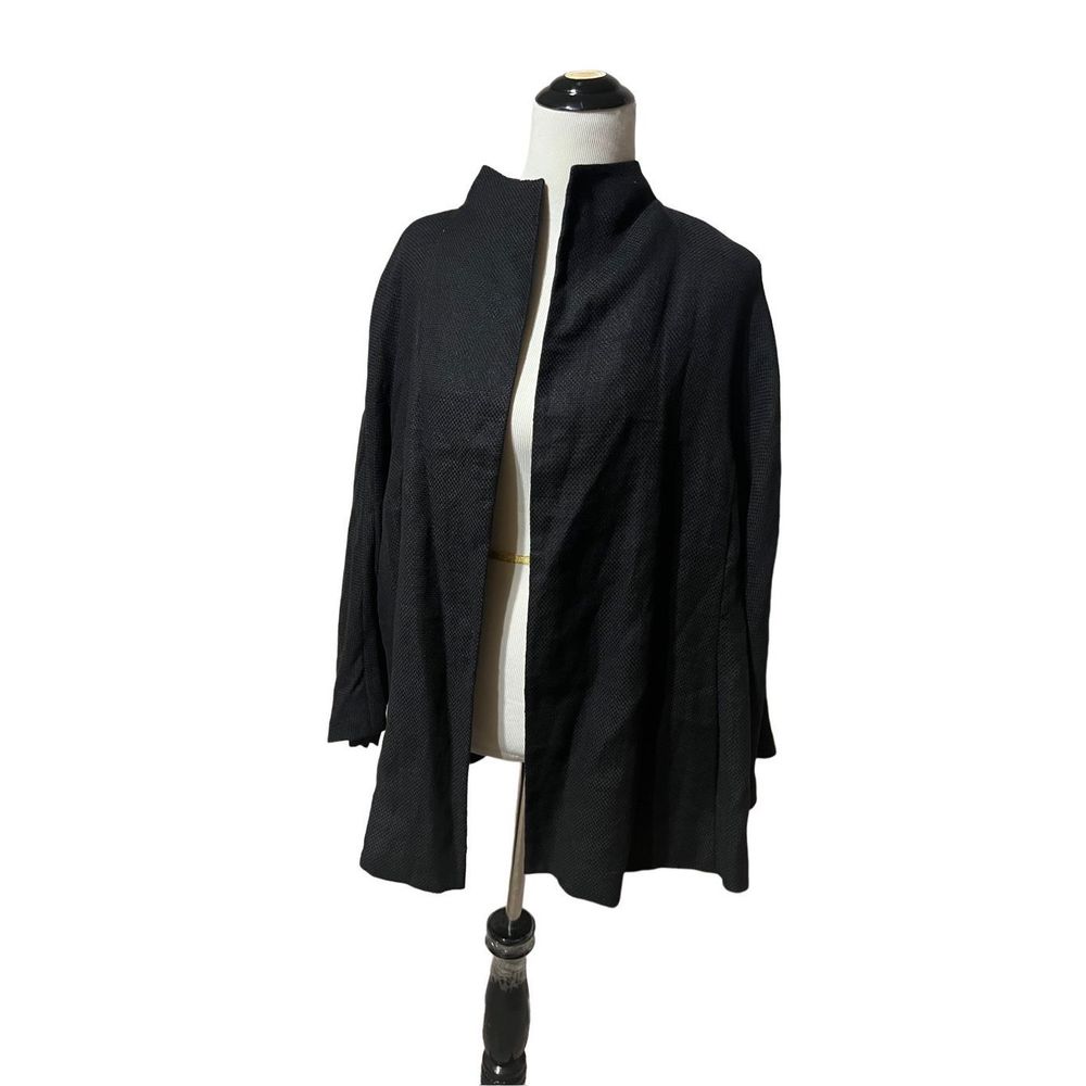 Eileen Fisher NWT linen open front black jacket cardigan plus size 2X